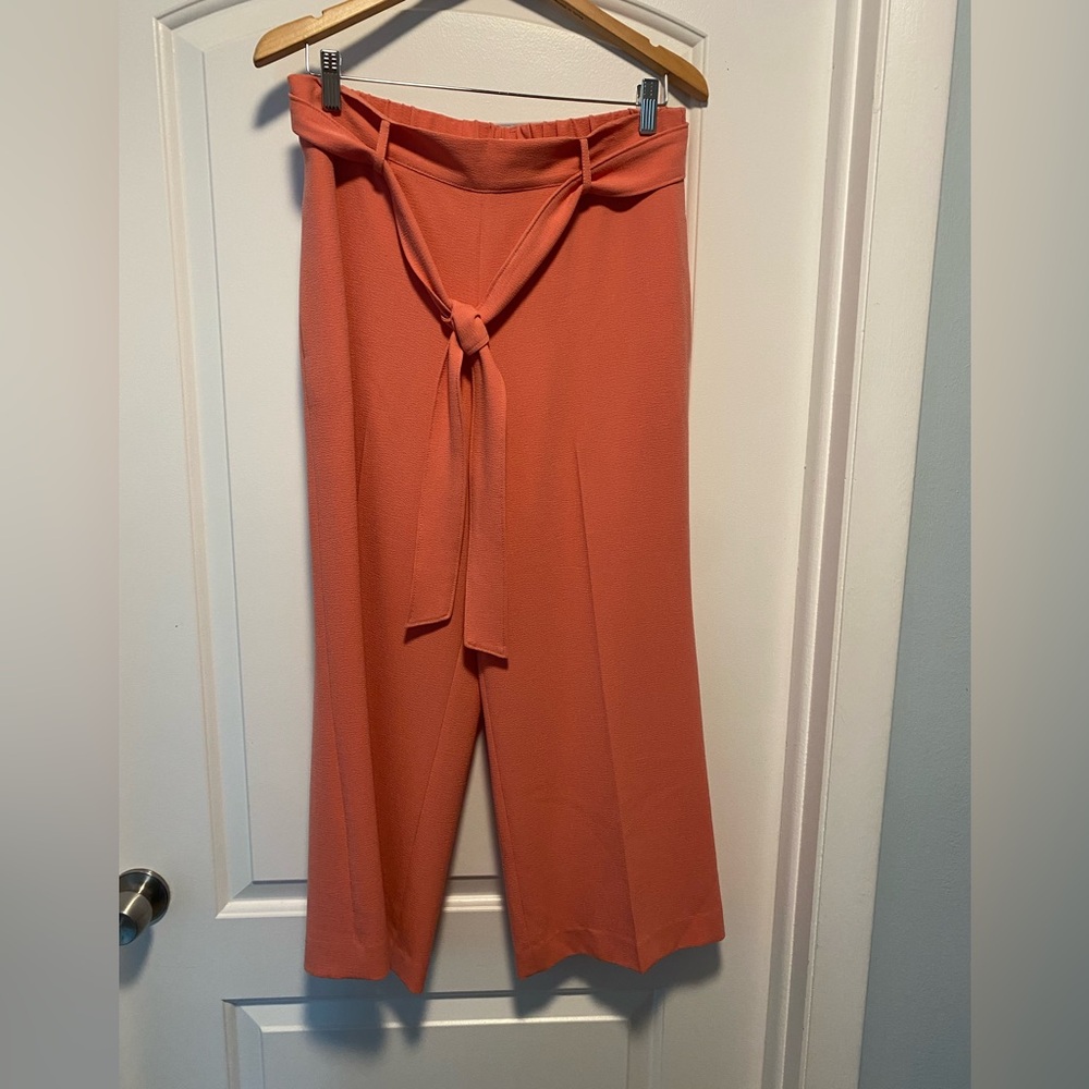Bar III textured Tie-waist Wide Leg Crepe Pants in Pink/salmon
